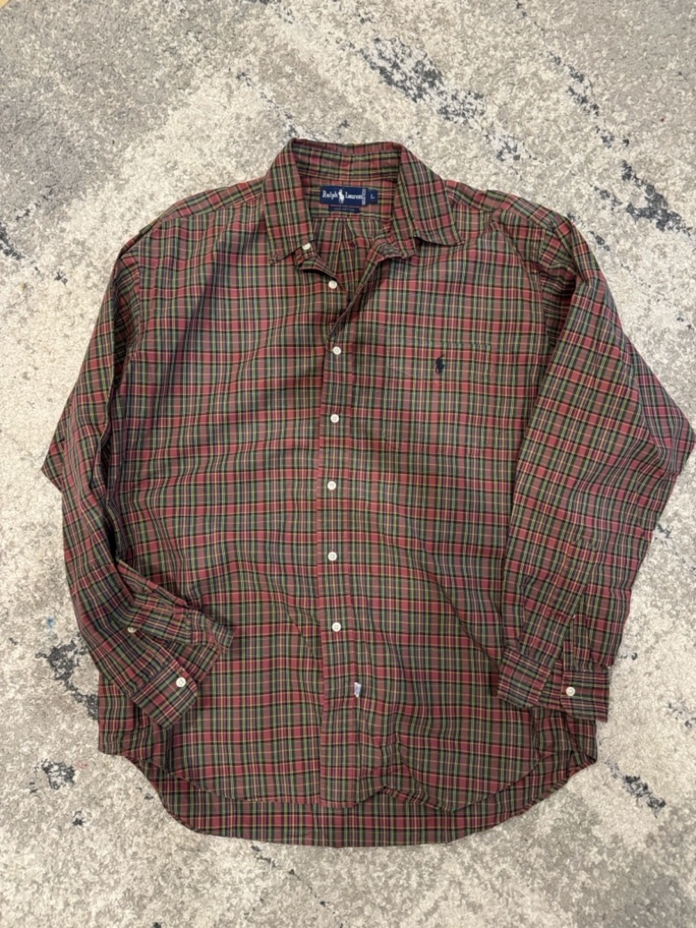 Ralph Lauren Red & Green Plaid Long-Sleeve Button-Down Shirt